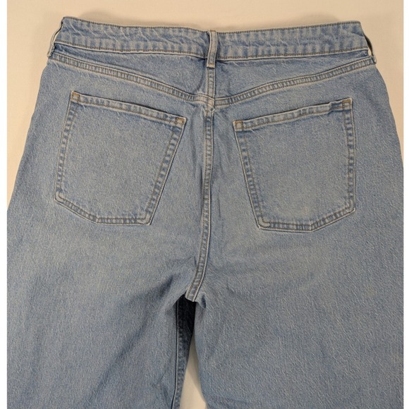 Old Navy Jeans Women 14 Lt. Denim Sky Hi Rise Wide Leg Distress Raw Hem 90's y2k - Picture 4 of 12